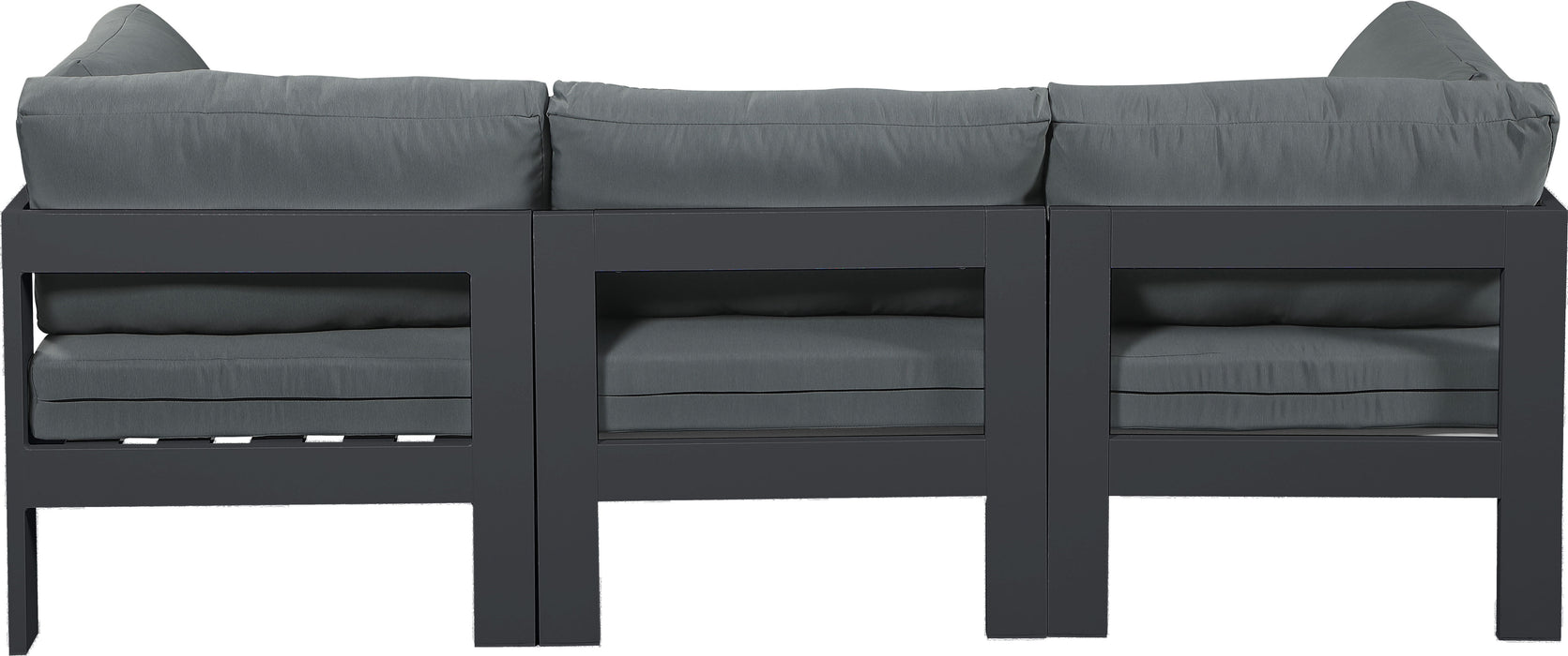 Nizuc - Outdoor Patio 3 Seat Modular Sofa With Gray Frame