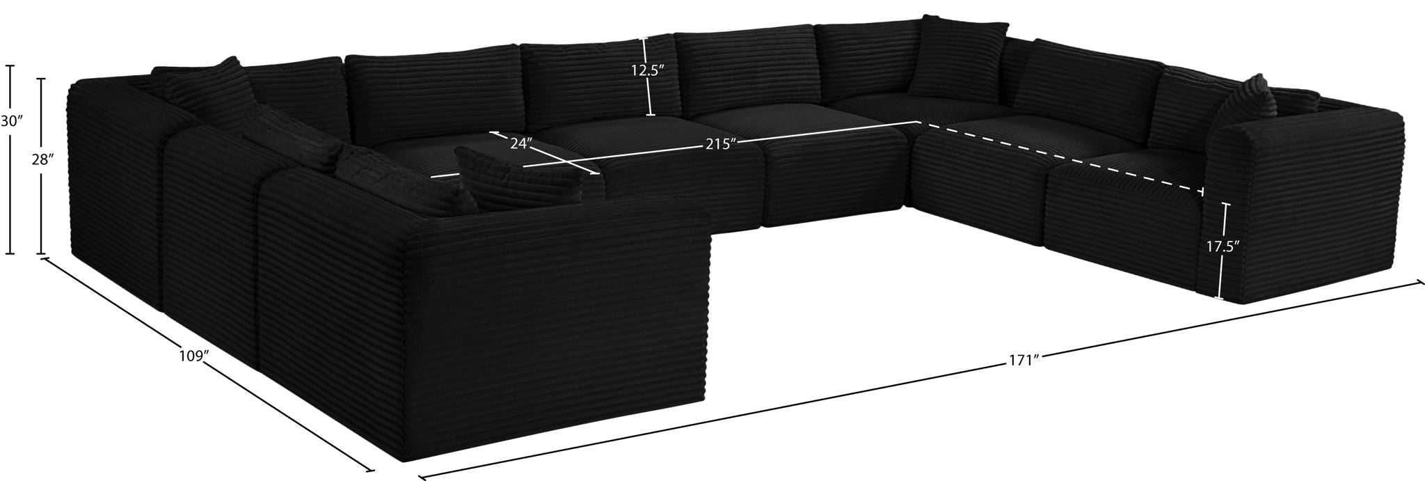 Shaggy - 9 Piece Modular U-Shaped Sectional