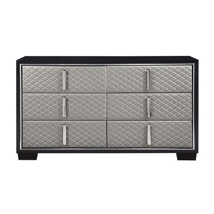 Nicola - Dresser - Silver Synthetic Leather & Black