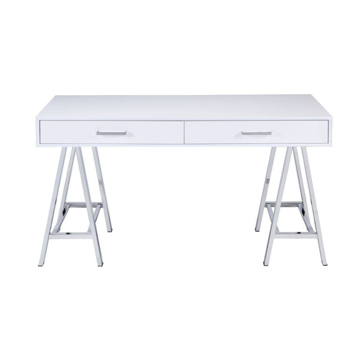Coleen - Writing Desk Same Ac00901) - White High Gloss & Chrome