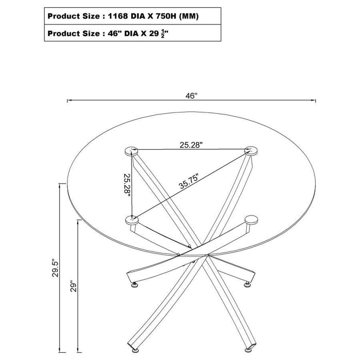 Beckham - Round Glass Top Dining Table