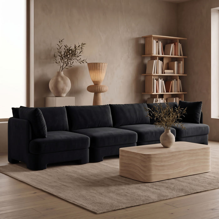 Hammond - Velvet Performance Fabric Upholstered 4 Piece Sofa