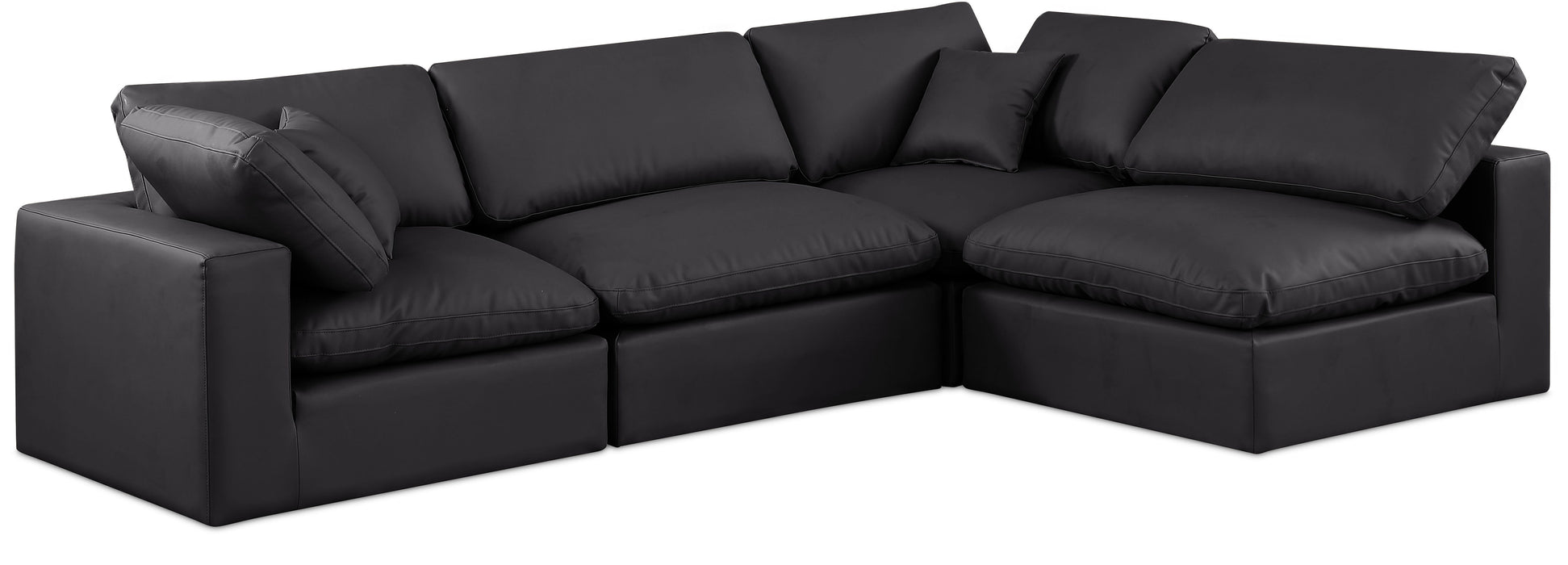 Comfy - 4 Piece Faux Leather Modular Armless Sectional
