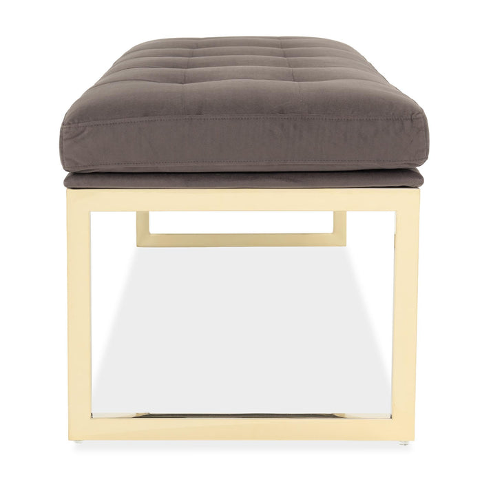 Signature Beds & Benches - Dahlia Velvet Accent Bench - Chocolate / Gold