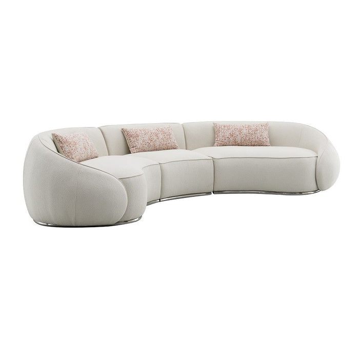 Sahara - Sectional Sofa With 3 Pillows - Beige Boucle