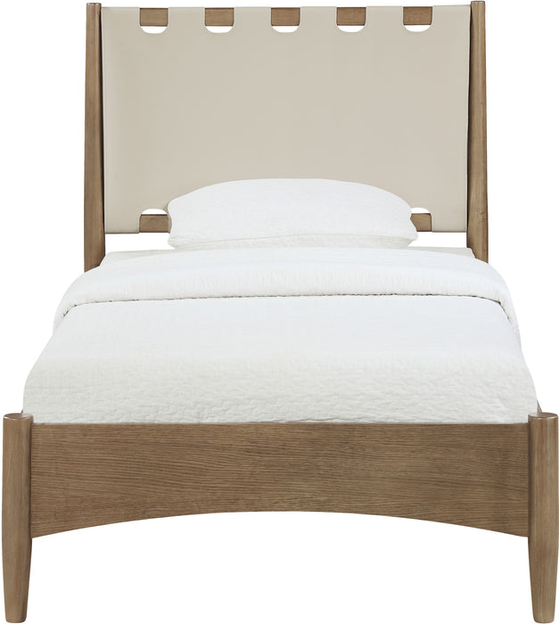Santos - Vegan Leather Headboard And Wood Bed - Waxed Brown Frame