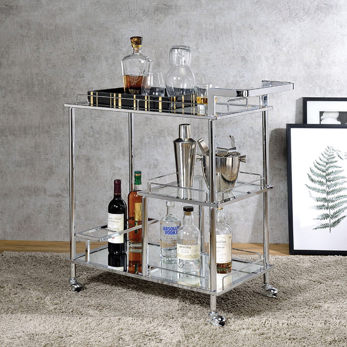 Splinter - Serving Cart - Clear Glass & Chrome