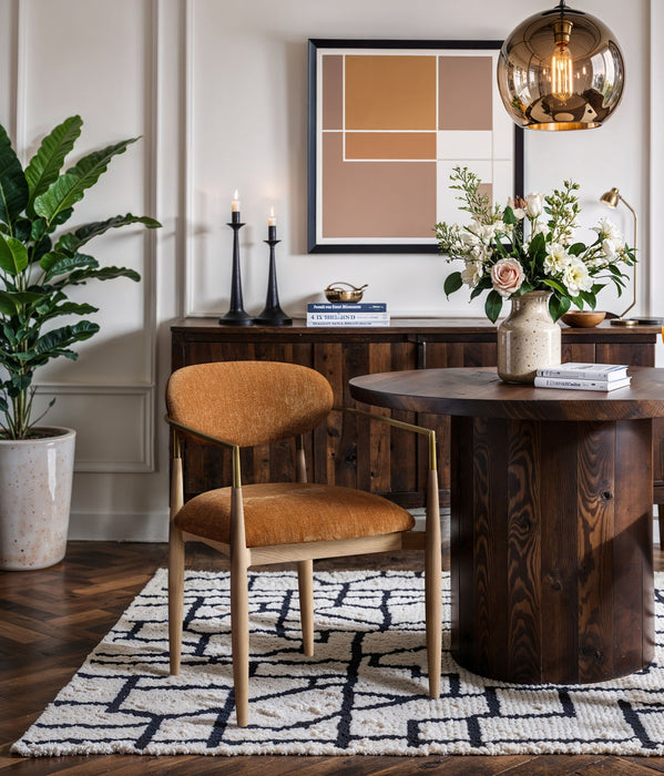 Riccio - Fabric Dining Arm Chair (Set of 2) - Natural Frame