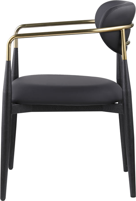 Ronda - Vegan Leather Upholstered Dining Arm Chair - Black Legs