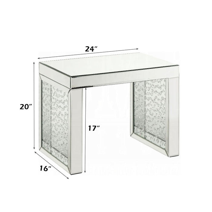 Nysa - 20" Accent Table - Mirrored & Faux Crystals Inlay
