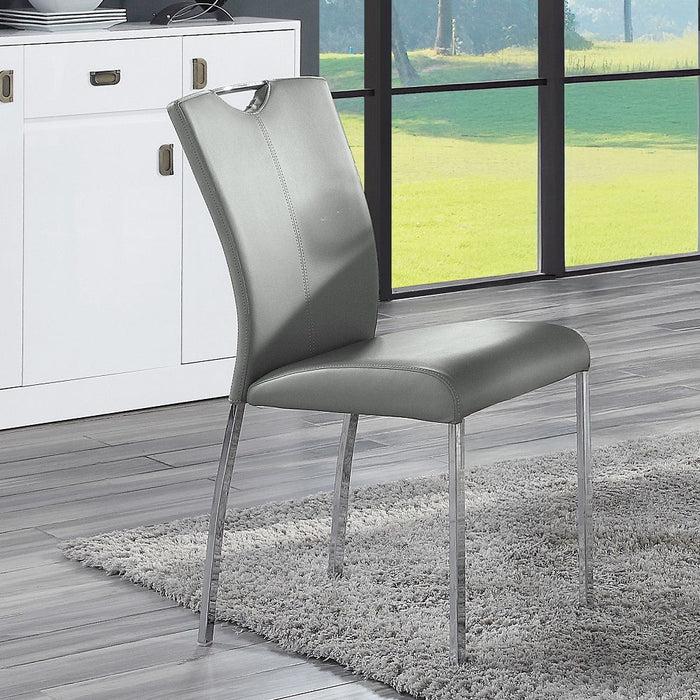 Pagan - Side Chair Set of 2) - Gray Synthetic Leather & Chrome