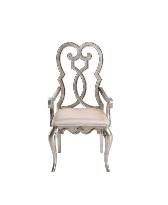 Esteban - Arm Chair Set of 2) - Ivory Velvet & Antique Champagne
