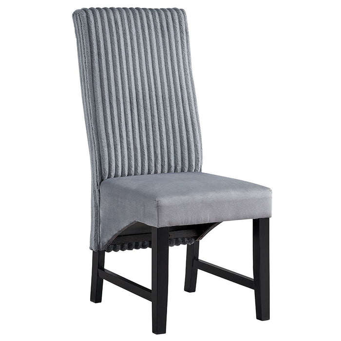 Kini - Side Chair Set of 2) - Gray Corduroy & Black