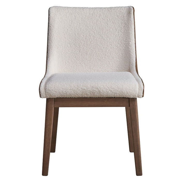 Ginny - Side Chair Set of 2) - White Boucle, Brown Velvet & Walnut
