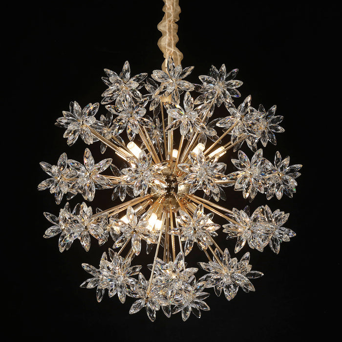 Michael Amini Lighting - Bouquet 10-Light Round Crystal Chandelier - Gold