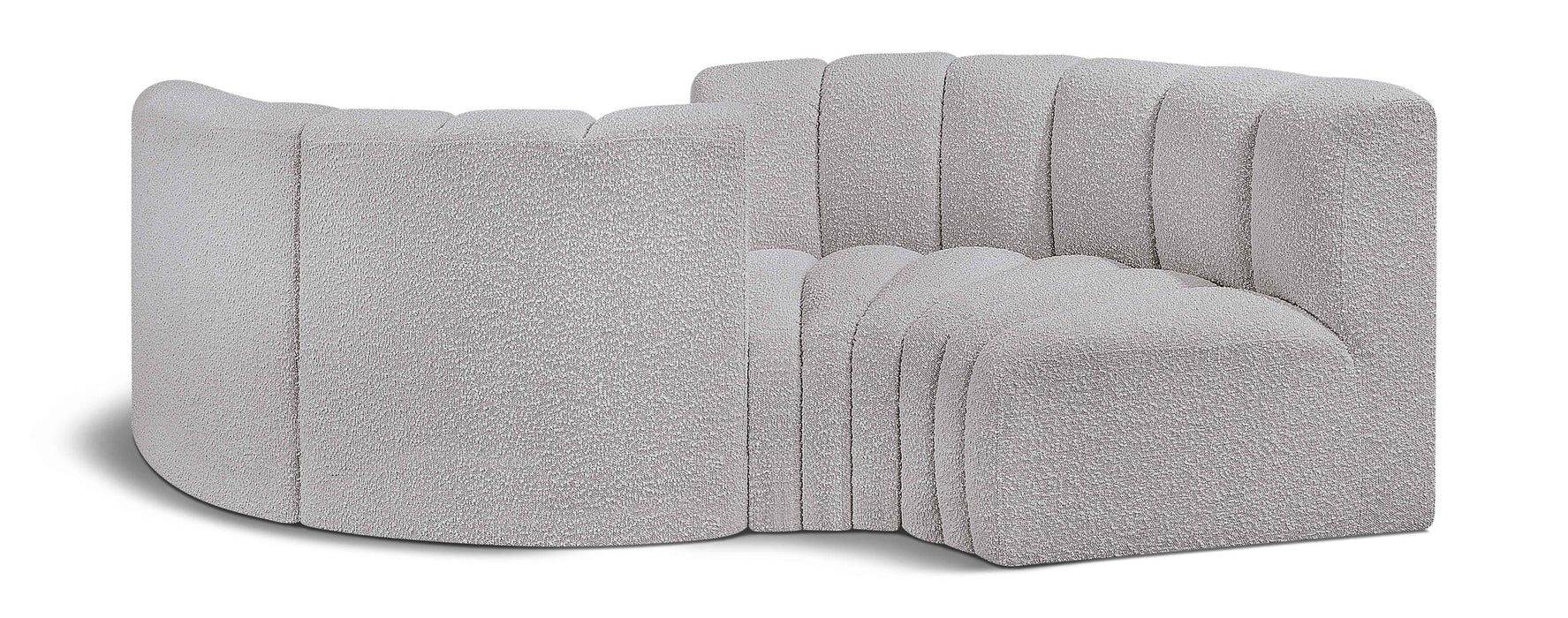 Arc - Boucle Fabric 4 Piece Curved Modular Sofa