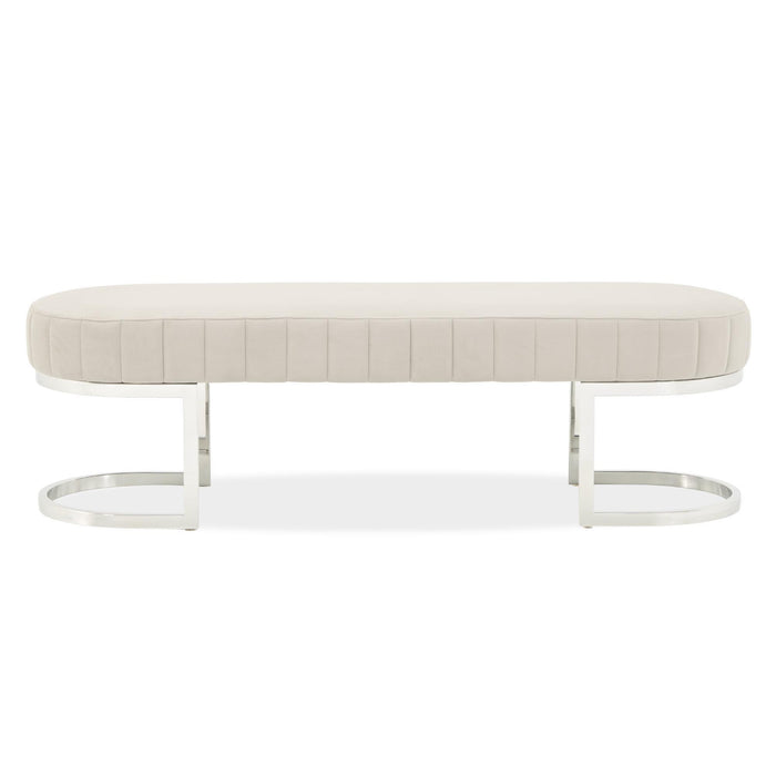 Signature Beds & Benches - Orchid Velvet Accent Bench - Gray / Chrome