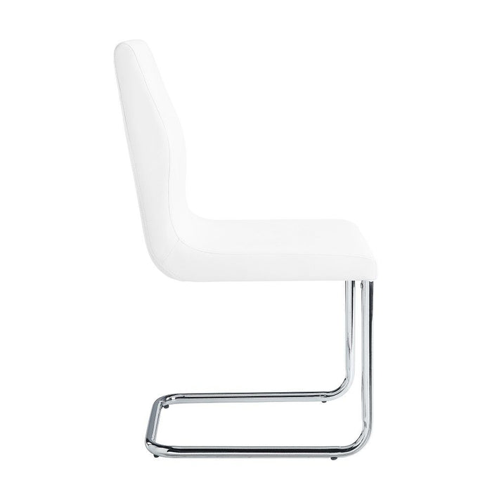 Palton - Side Chair Set of 2) - White Synthetic Leather & Chrome
