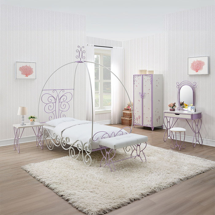 Priya II - Wardrobe - White & Light Synthetic Leather Rple