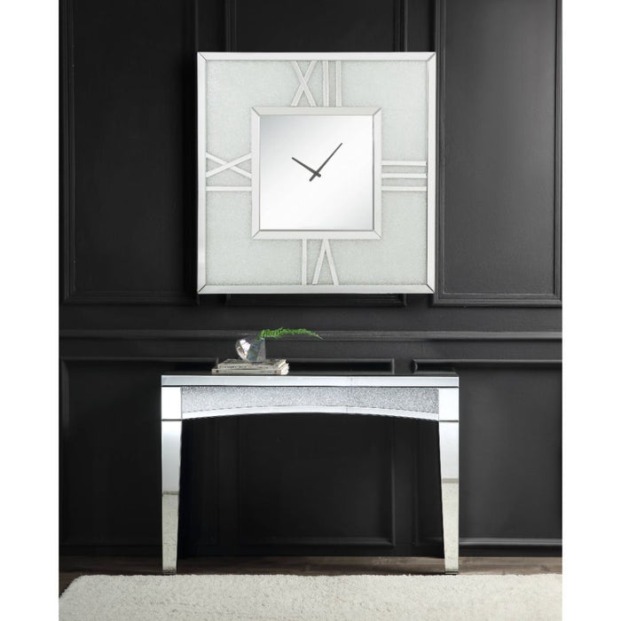Noralie - Wall Clock With LED - Mirrored & Faux Diamonds