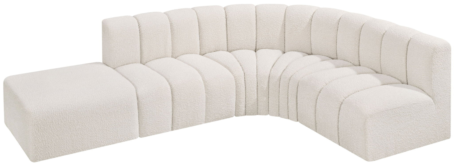 Arc - Boucle Fabric 5 Piece Corner Modular Sofa
