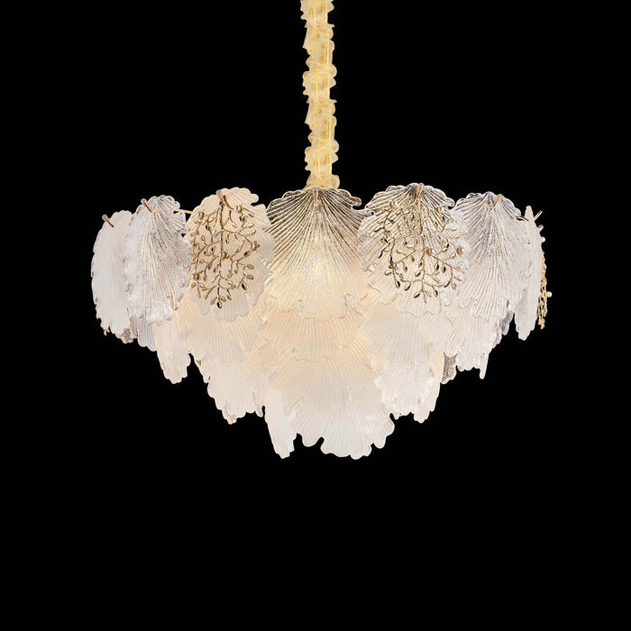 Michael Amini Lighting - Almara 9-Light Frosted Glass Chandelier - Frost / Gold