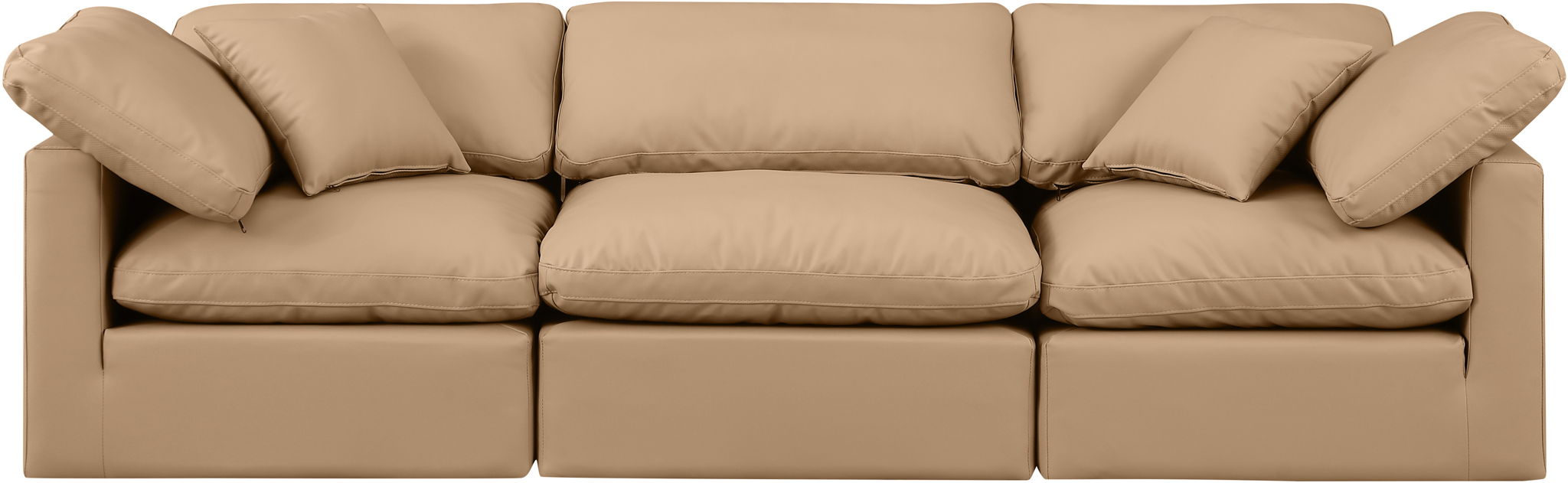 Indulge - Faux Leather 3 Piece Modular Sofa - Tan