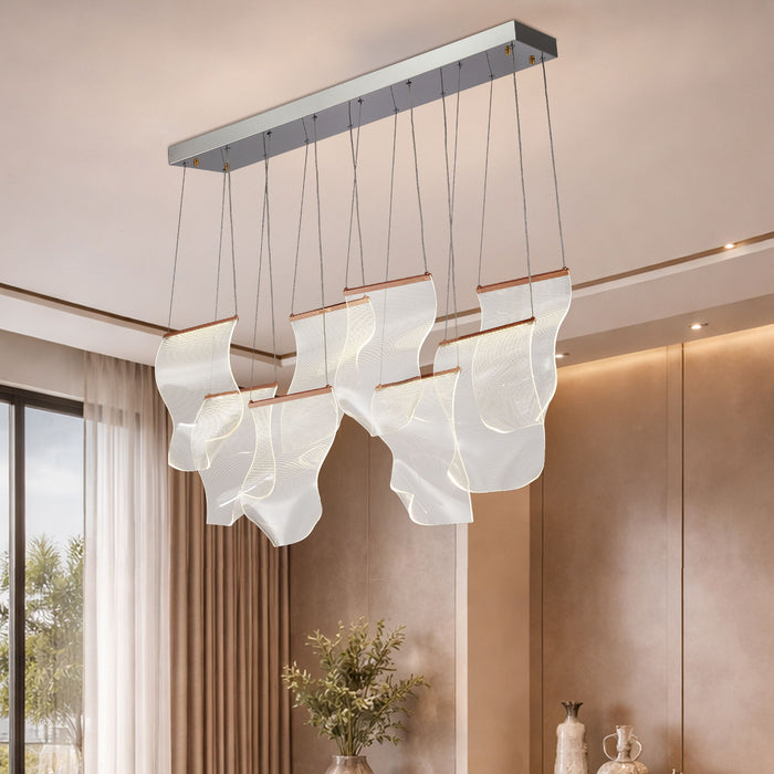 Michael Amini Lighting - Sheer Waves 8-Light Modern LED Chandelier - Rose Gold