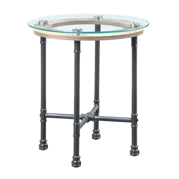 Brantley - End Table - Clear Glass & Sandy Gray