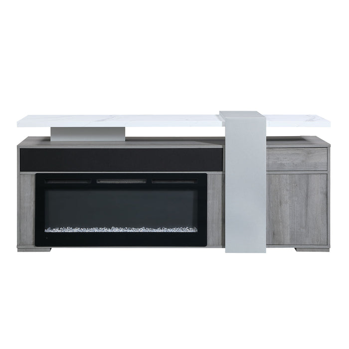 Zoro - 76" Entertainment Unit With Bluetooth Speaker - Dark Brown / White