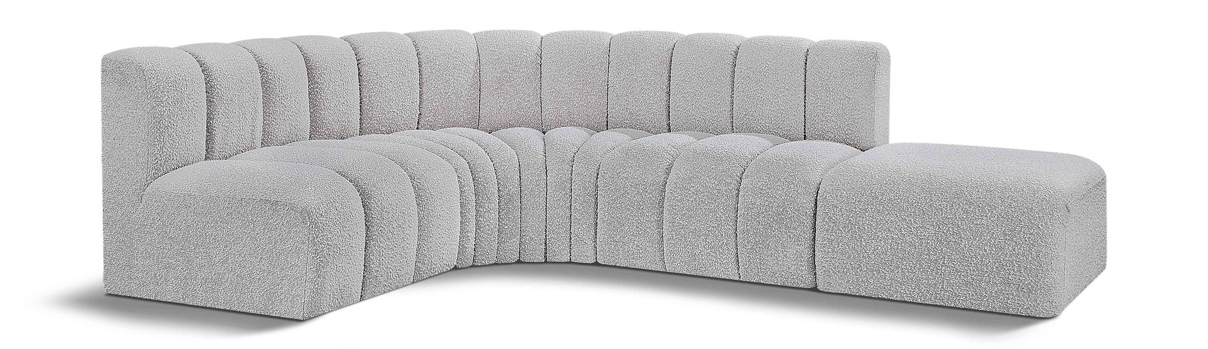 Arc - Boucle Fabric 5 Piece Corner Modular Sofa