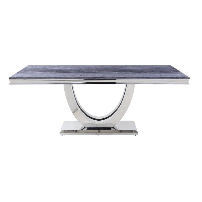 Cambrie - Dining Table With Engineered Stone Top - Engineered Stone Top & Mirrored Silver