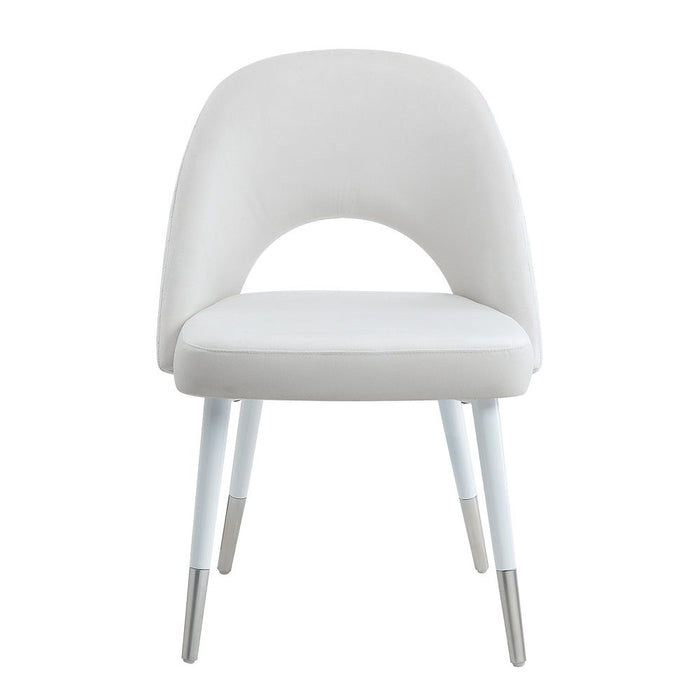 Zemirah - Side Chair Set of 2) - White Velvet & White Gloss