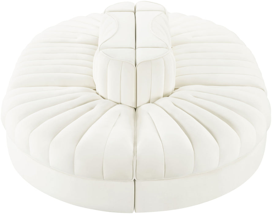 Rummi - Oval Velvet Performance Fabric Upholstered 6 Piece Modular Sectional
