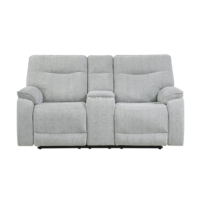 Chablis - Reclining Console Loveseat - Mist Gray