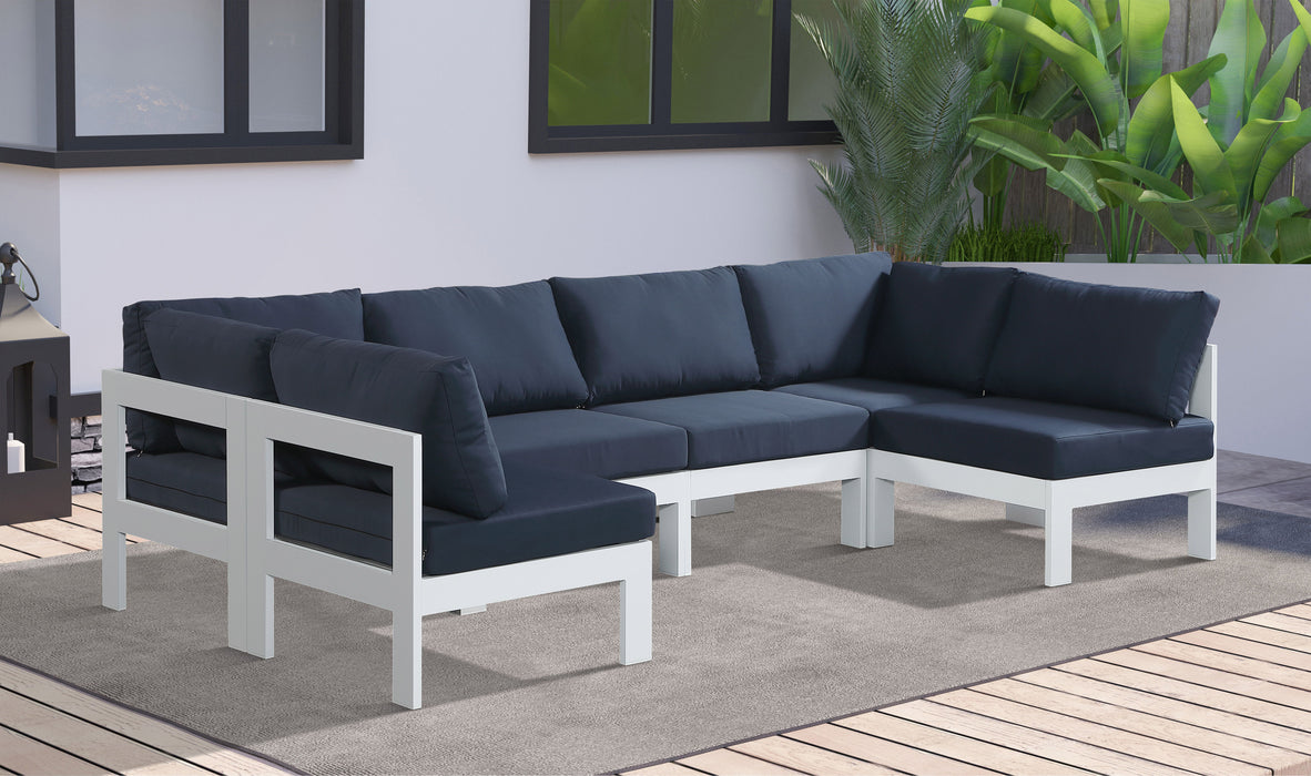 Nizuc - Outdoor Patio 6 Piece Modular Sectional With White Frame