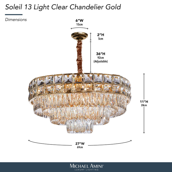 Michael Amini Lighting - Soleil 13-Light Crystal Chandelier - Gold