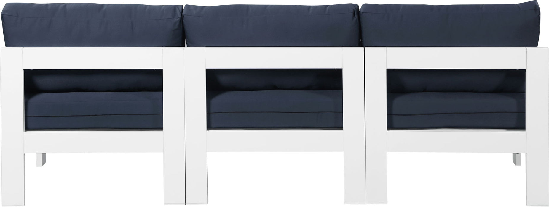 Nizuc - Outdoor Patio 3 Seat Armless Modular Sofa With White Frame