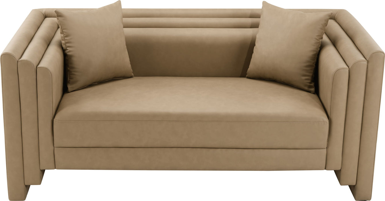 Everett - Vegan Leather 67" Upholstered Loveseat - Tan