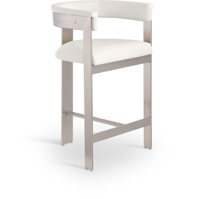 Romeo - Faux Leather Counter Stool With Silver Base (Set of 2)