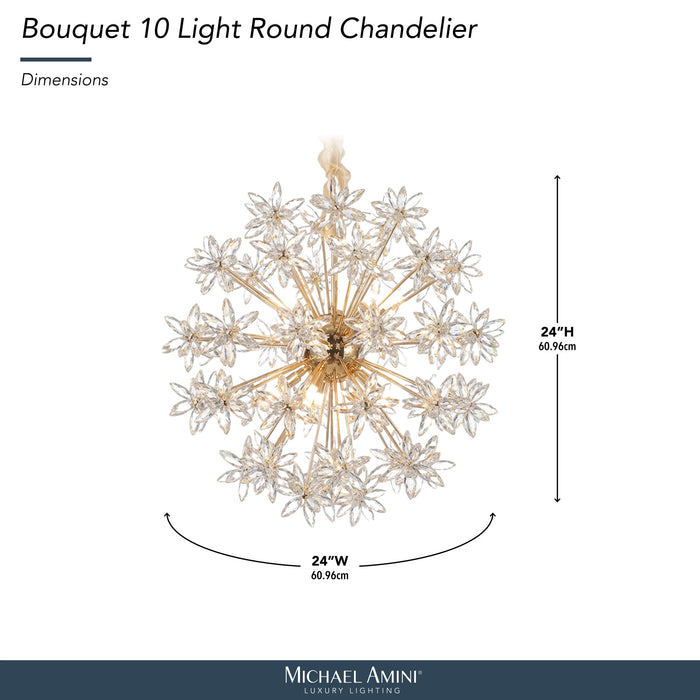 Michael Amini Lighting - Bouquet 10-Light Round Crystal Chandelier - Gold