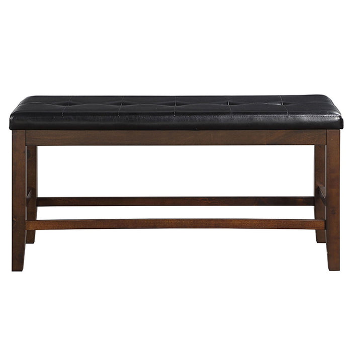 Urbana - Counter Height Bench - Black Synthetic Leather & Espresso