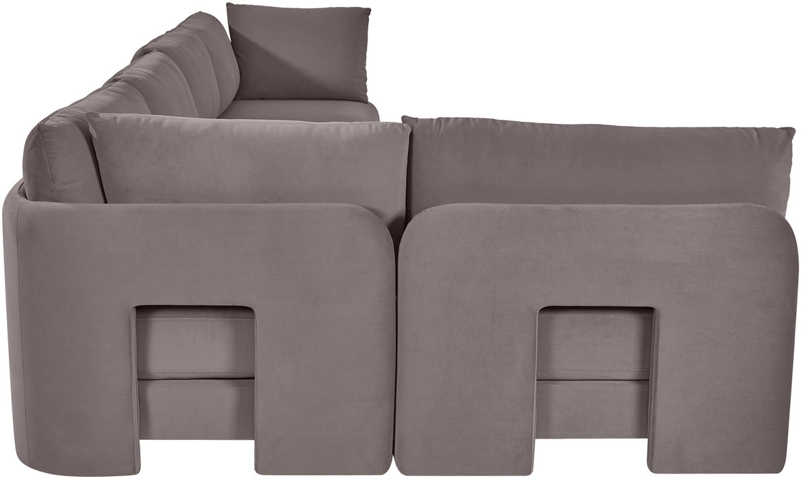 Hammond - Velvet Performance Fabric Upholstered 5 Piece L-Shaped Sectional