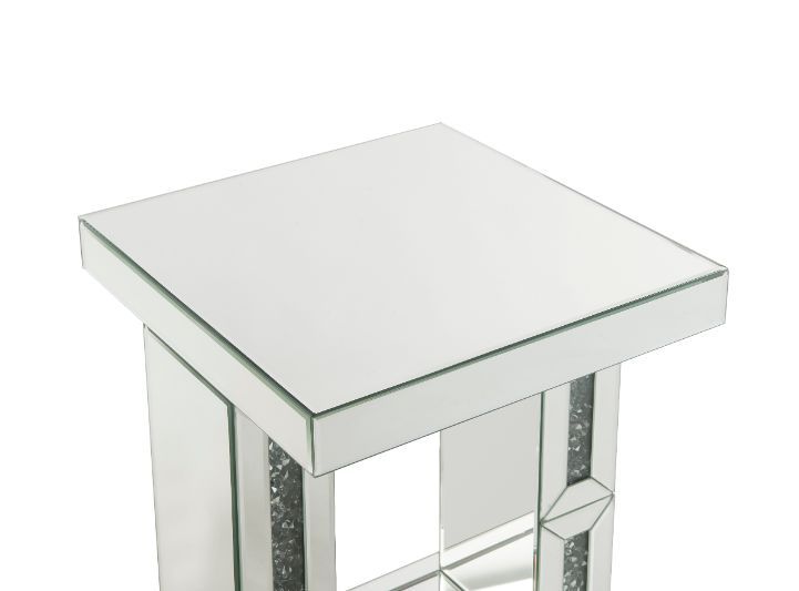 Noralie - 16" Accent Table - Mirrored & Faux Diamonds