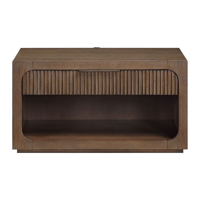 Leanna - Nightstand With Wood Top - Brown Oak