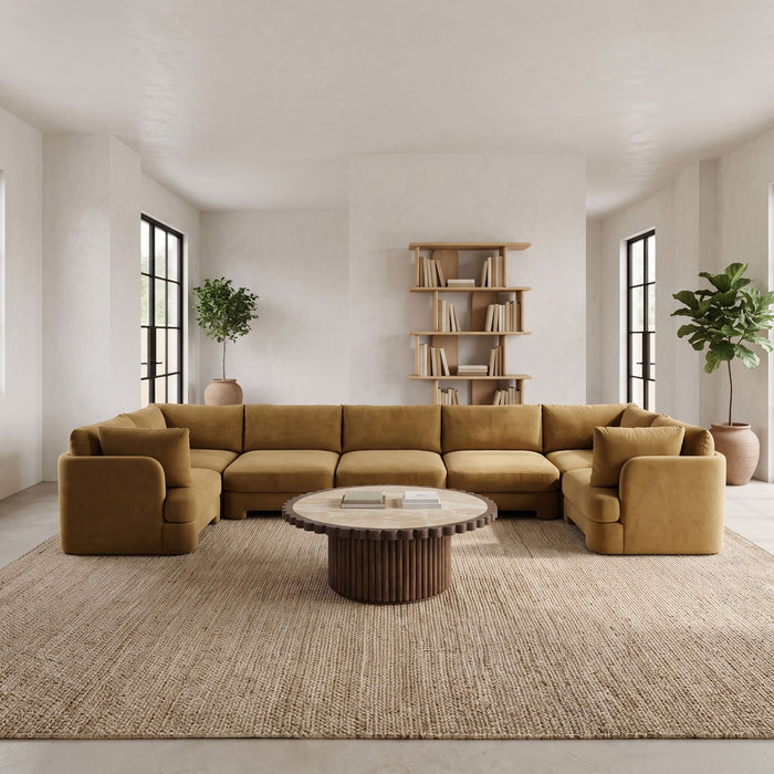 Hammond - Velvet Performance Fabric Upholstered 7 Piece U-Shaped Sectional