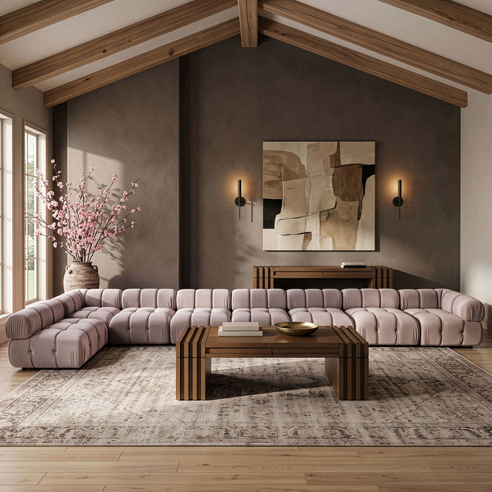Orin - Velvet Performance Fabric Upholstered 8 Piece L-Shaped Sectional