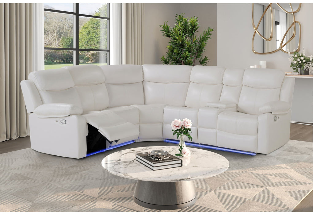 U6026 - Sectional With LED And Speaker - White