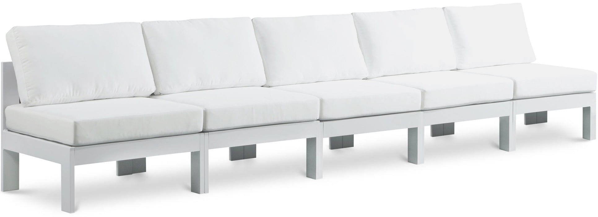 Nizuc - Outdoor Patio 5 Seat Modular Armless Sofa With White Frame