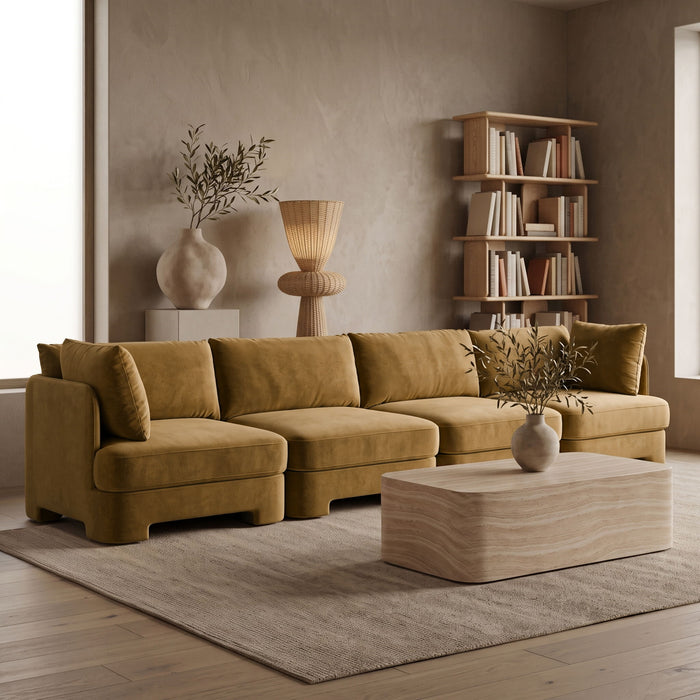 Hammond - Velvet Performance Fabric Upholstered 4 Piece Sofa